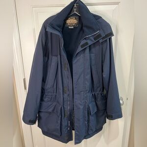 Field Tested Guide Gear men’s navy blue outdoors field jacket thinsulate hood L